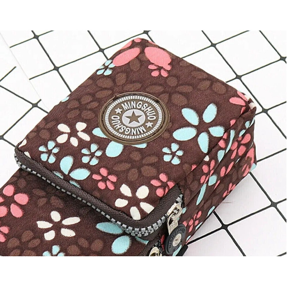Flower Pattern Phone Wallet In Brown - Picture 3 of 3